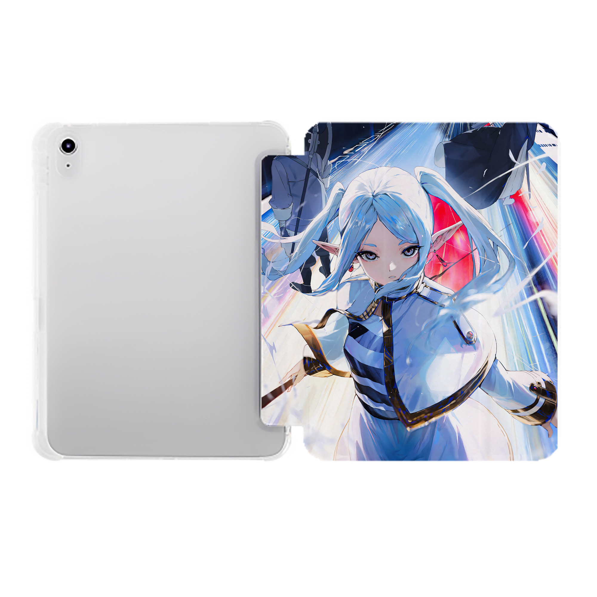 （画像用） 葬送のフリーレン Frieren IPad ケース ペン収納付き 三つ折りスタンド PUレザー×シリコン 対応機種9.5/10.5/10.9インチ